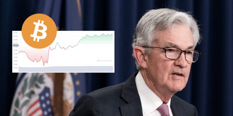 Fed加息75个基点符合预期！比特币大涨13% 接近2.3万美元