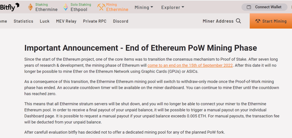Ethermine公告