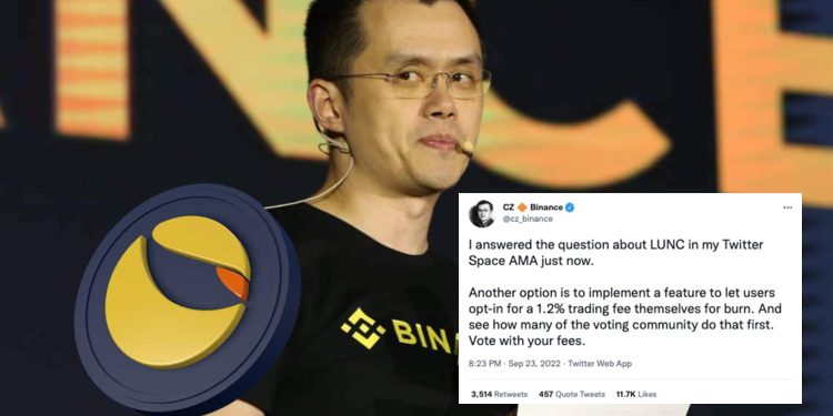 赵长鹏谈LUNC引众怒!急声明:币安会给所有人1.2%烧币选项 赵长鹏谈LUNC引众怒!急声明:币安会给所有人1.2%烧币选项
