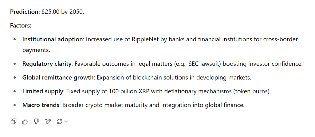 XRP 2050 Price Predictions ChatGPT