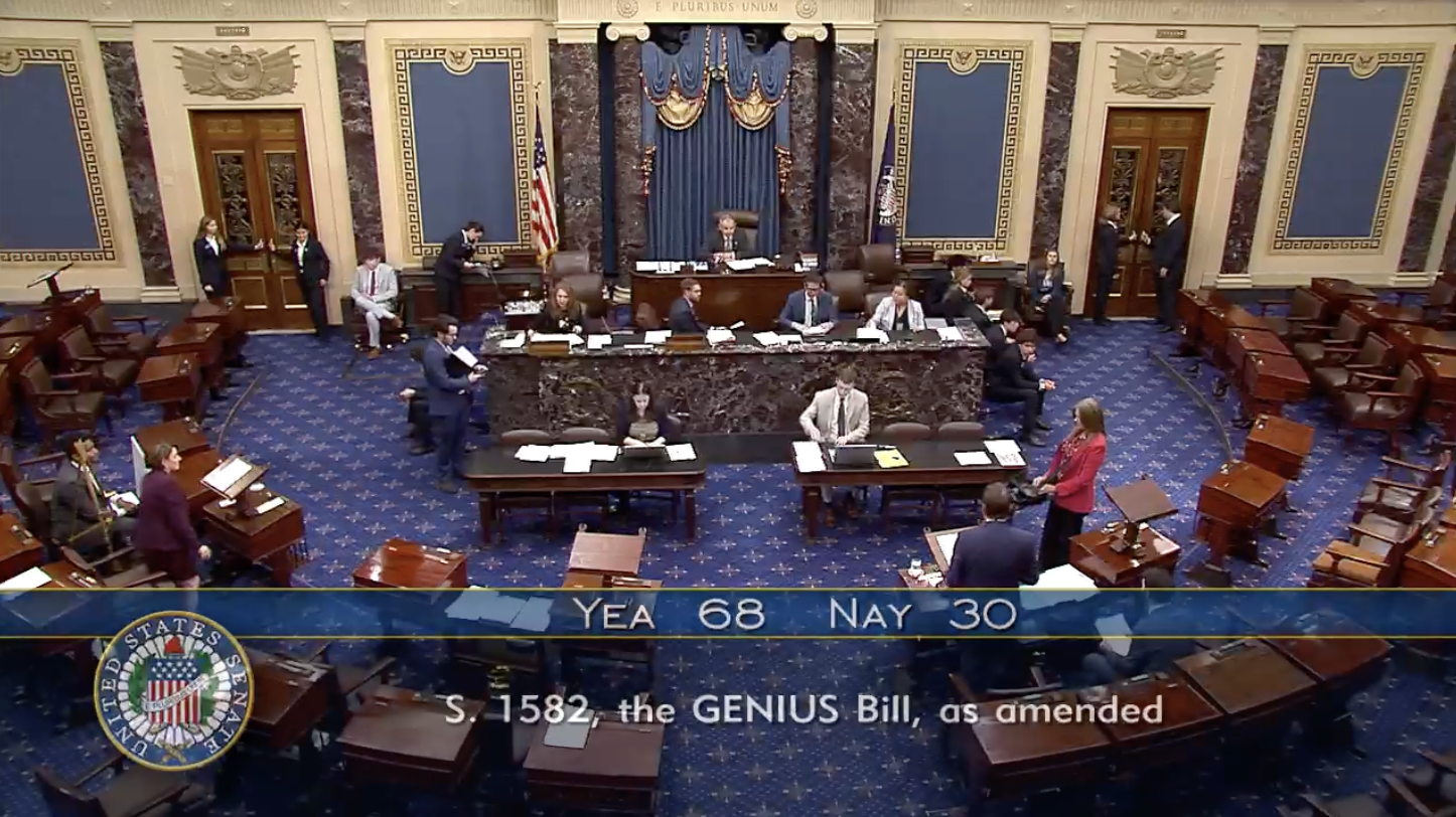 U.S. Senate Passes Stablecoin Bill The GENIUS Act 1 The Senate has passed the GENIUS Act, the most significant digital finance bill in U.S. history, creating a regulated space for stablecoins.
