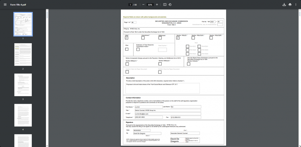 NYSE Arca filing documents