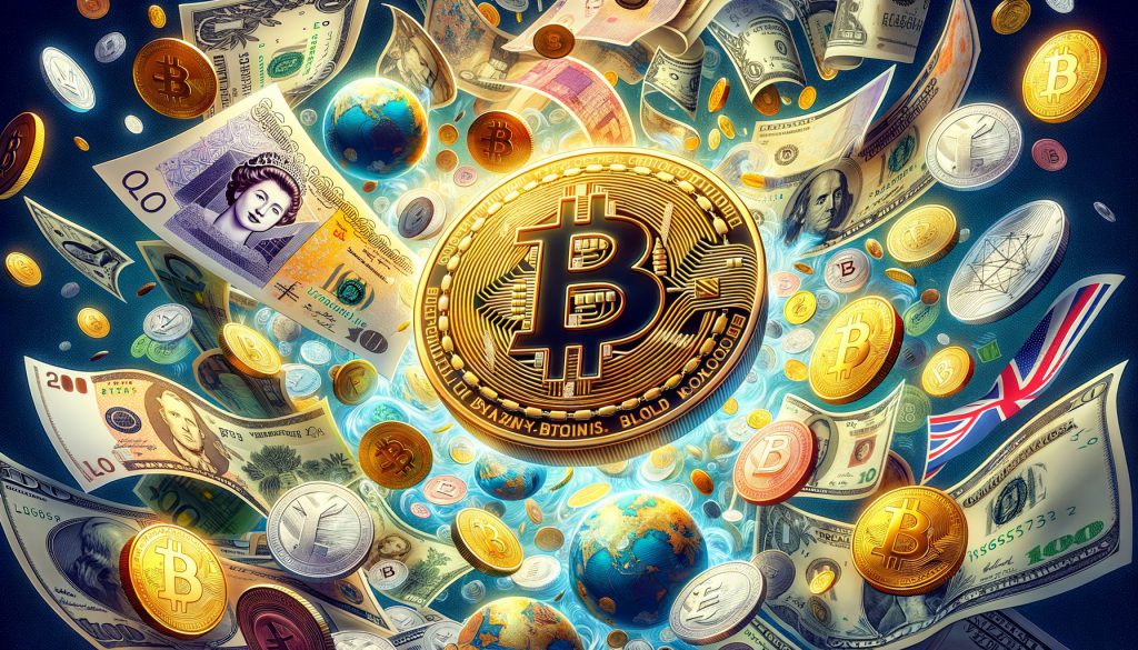 bitcoin coins floating