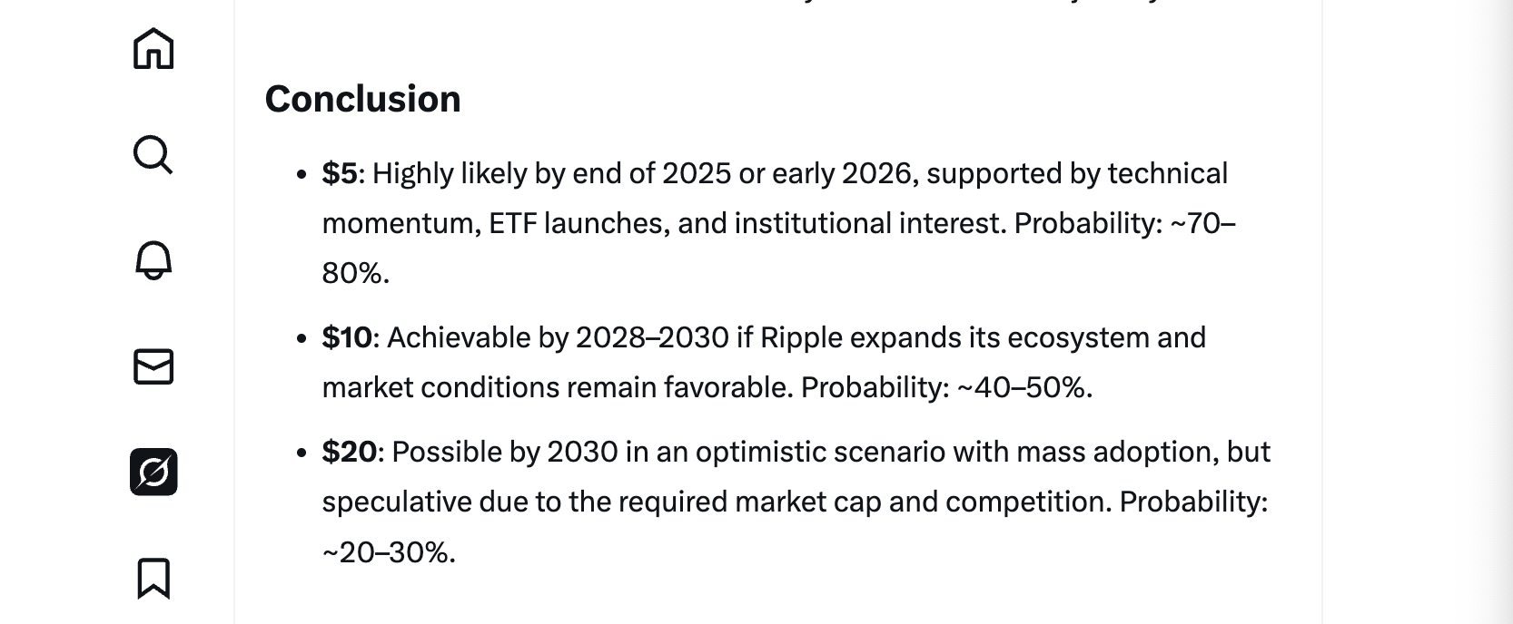 Groks analysis of XRP reaching , , and 