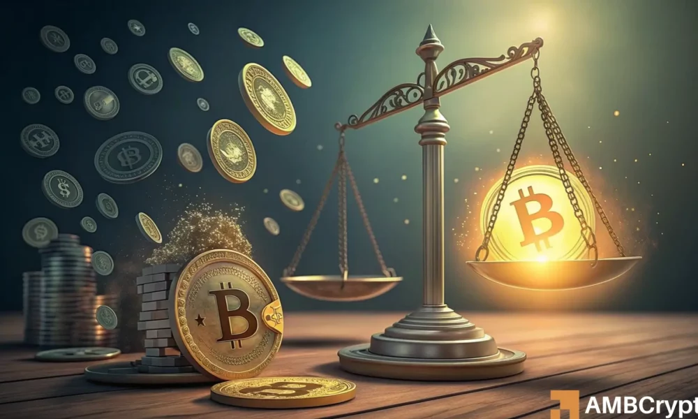 山寨币交易量占比达到 51%：但比特币主导地位的上升意味着山寨币面临着这种风险