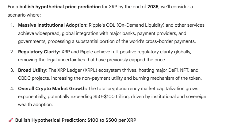 XRP Price Predictions for 2035 Google Gemini