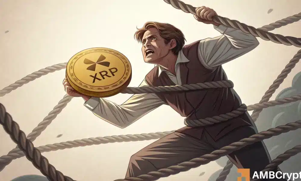 XRP面临2美元关口考验：13亿美元资金外流与疲软的网络使用率。