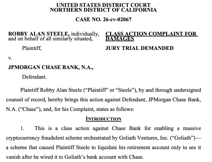 摩根大通（JPMorgan）因涉嫌参与3.28亿美元加密庞氏骗局被起诉