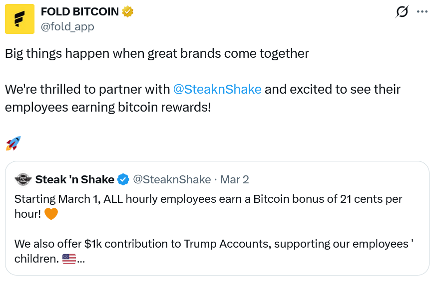 Fold第四季度营收上升，CEO称比特币（BTC）奖励有望超越航空里程