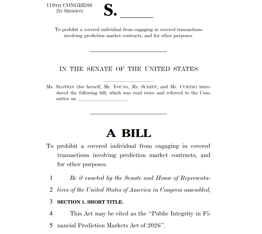 立法者推动另一项法案以遏制预测市场内幕交易