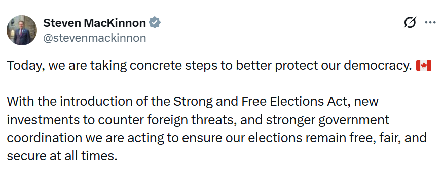 加拿大因担忧外国干预而提议禁止加密货币政治捐款