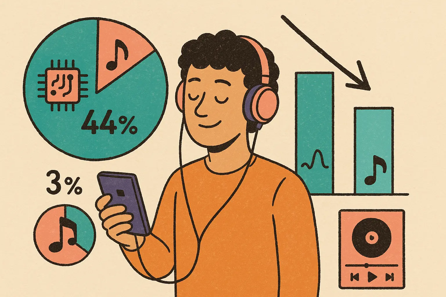 Deezer 披露 AI 音樂占新上传 44%,但真实播放仅约 3%