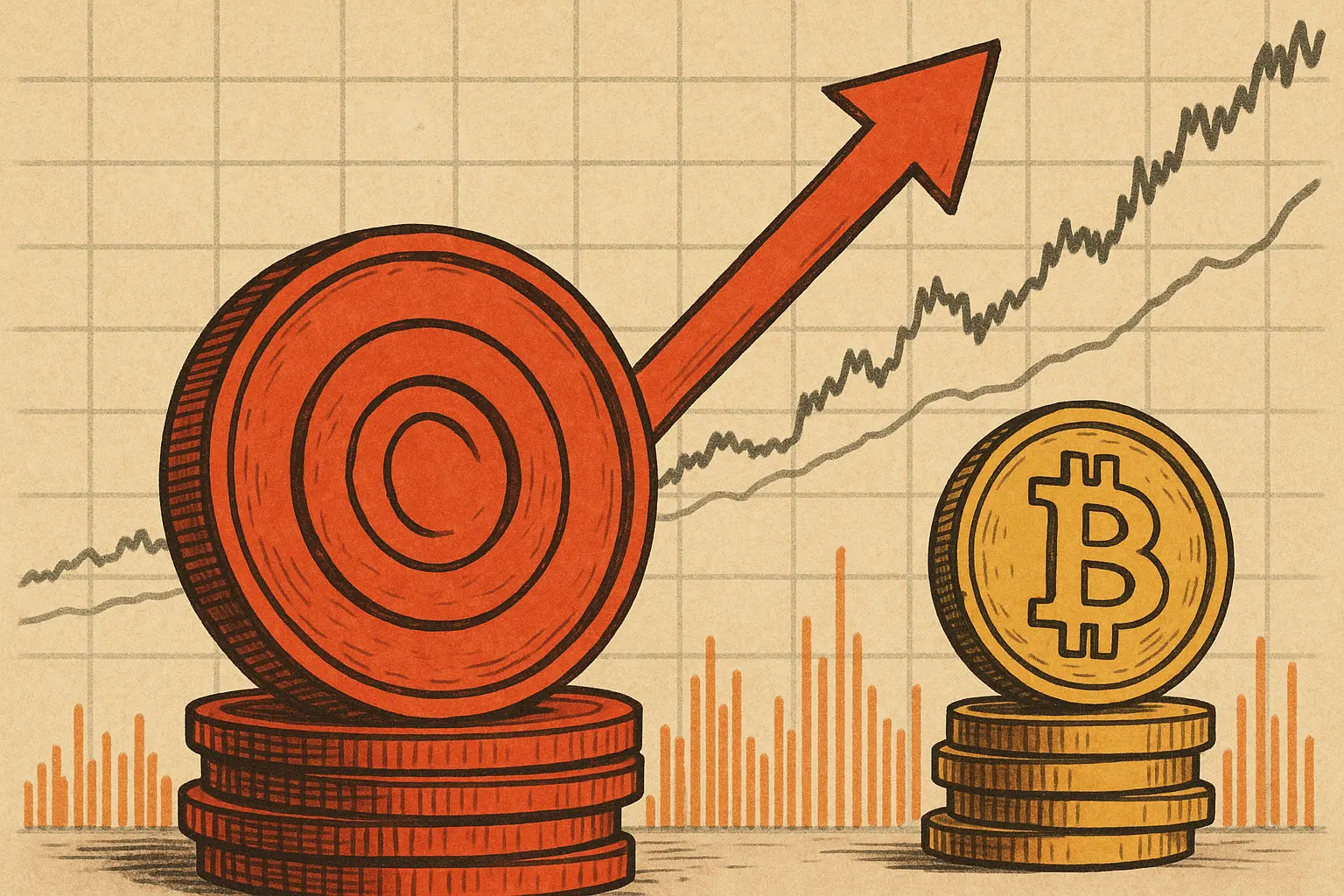 ORDI 单日跑赢比特币近 10 个百分点,成交量达到市值两倍