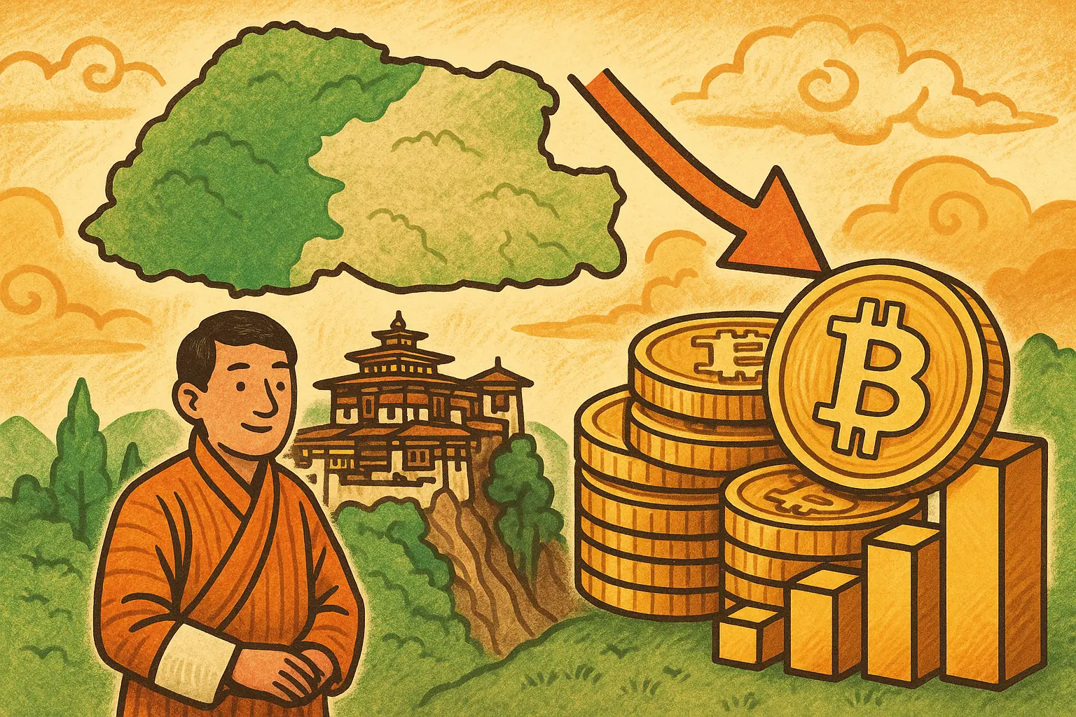 不丹比特币持仓降至 3400 枚，累计利润超 7.5 亿美元