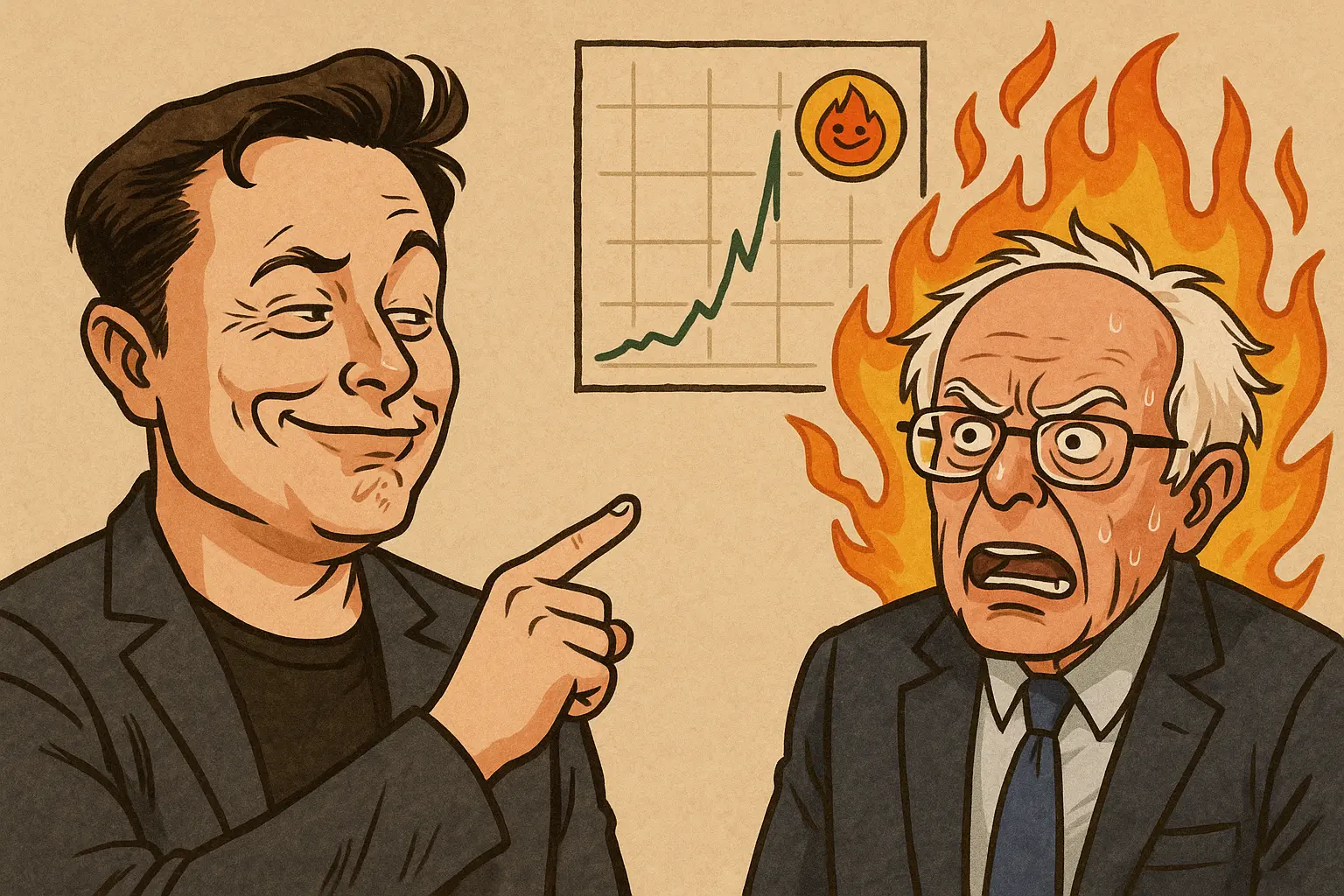 马斯克发文嘲讽 Bernie Sanders，触发 BURNIE 代币短暂拉升逾 100%