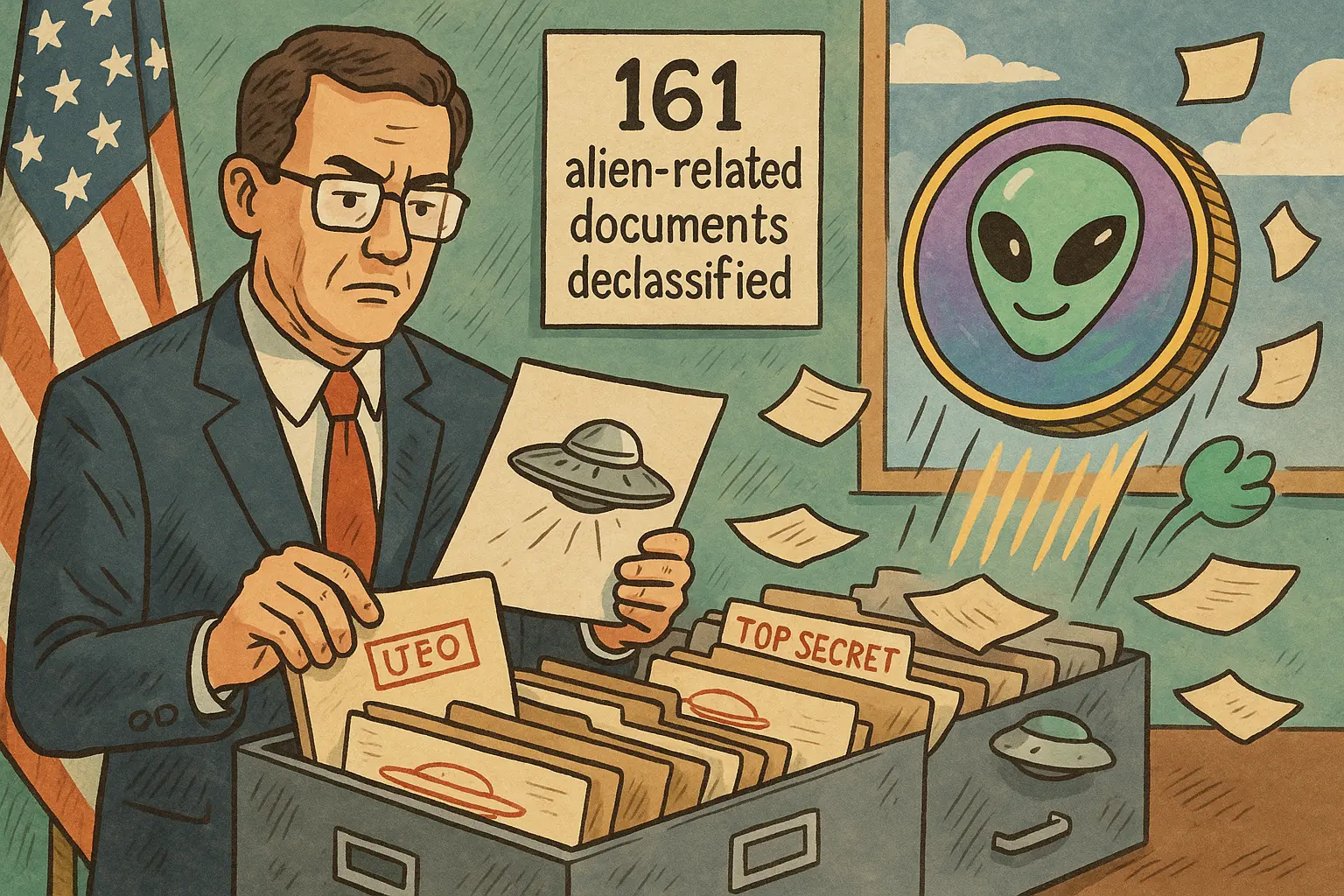 美国战争部公开 161 份外星文件，Solana UFO 迷因币暴涨