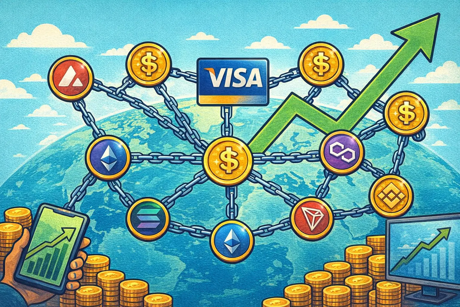 Visa 稳定币试点扩至 9 条区块链，Q2 净收入 112 亿美元年增 17%