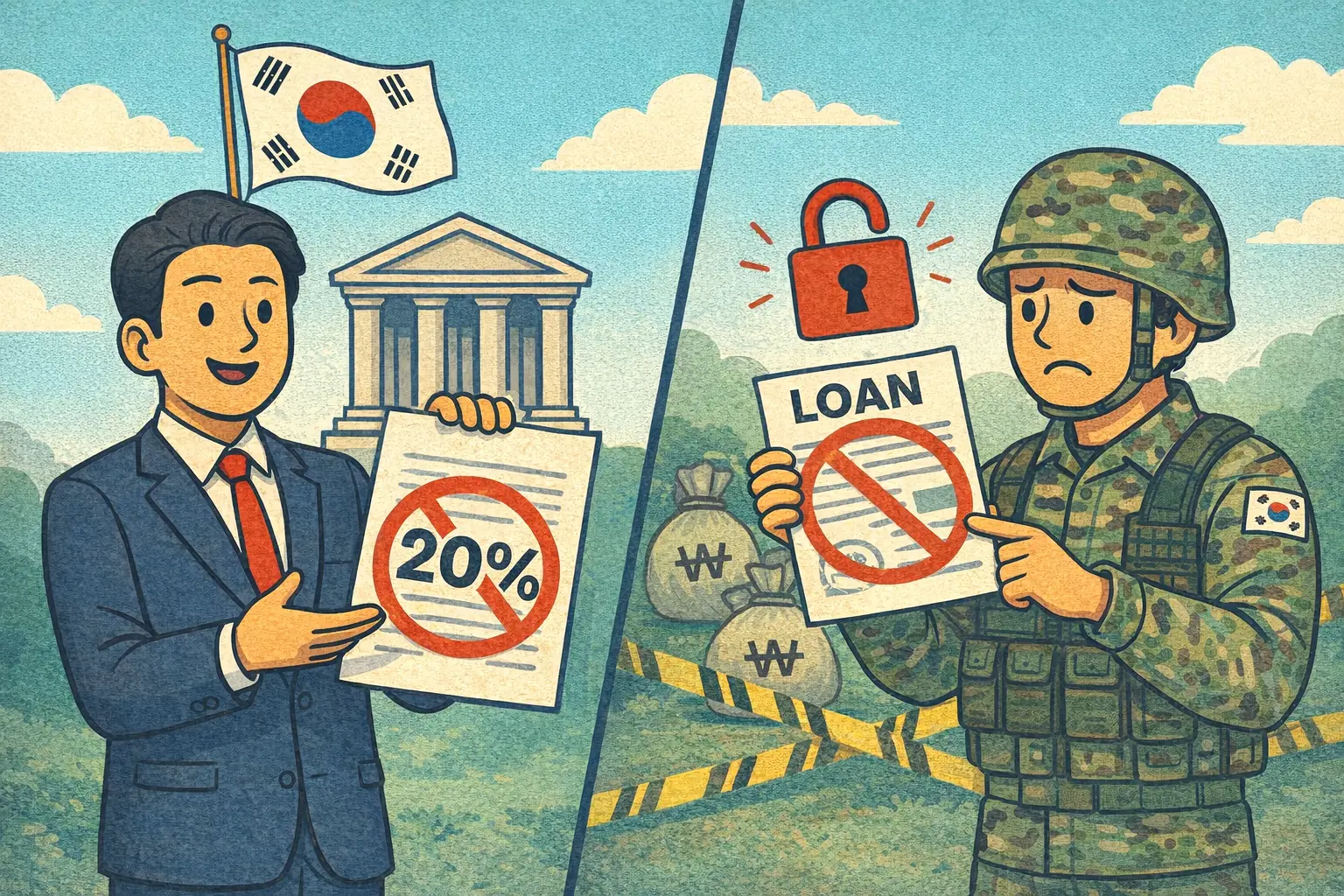 韩国金融双管齐下：废除超 20% 利率贷款协议，限制向军人放贷