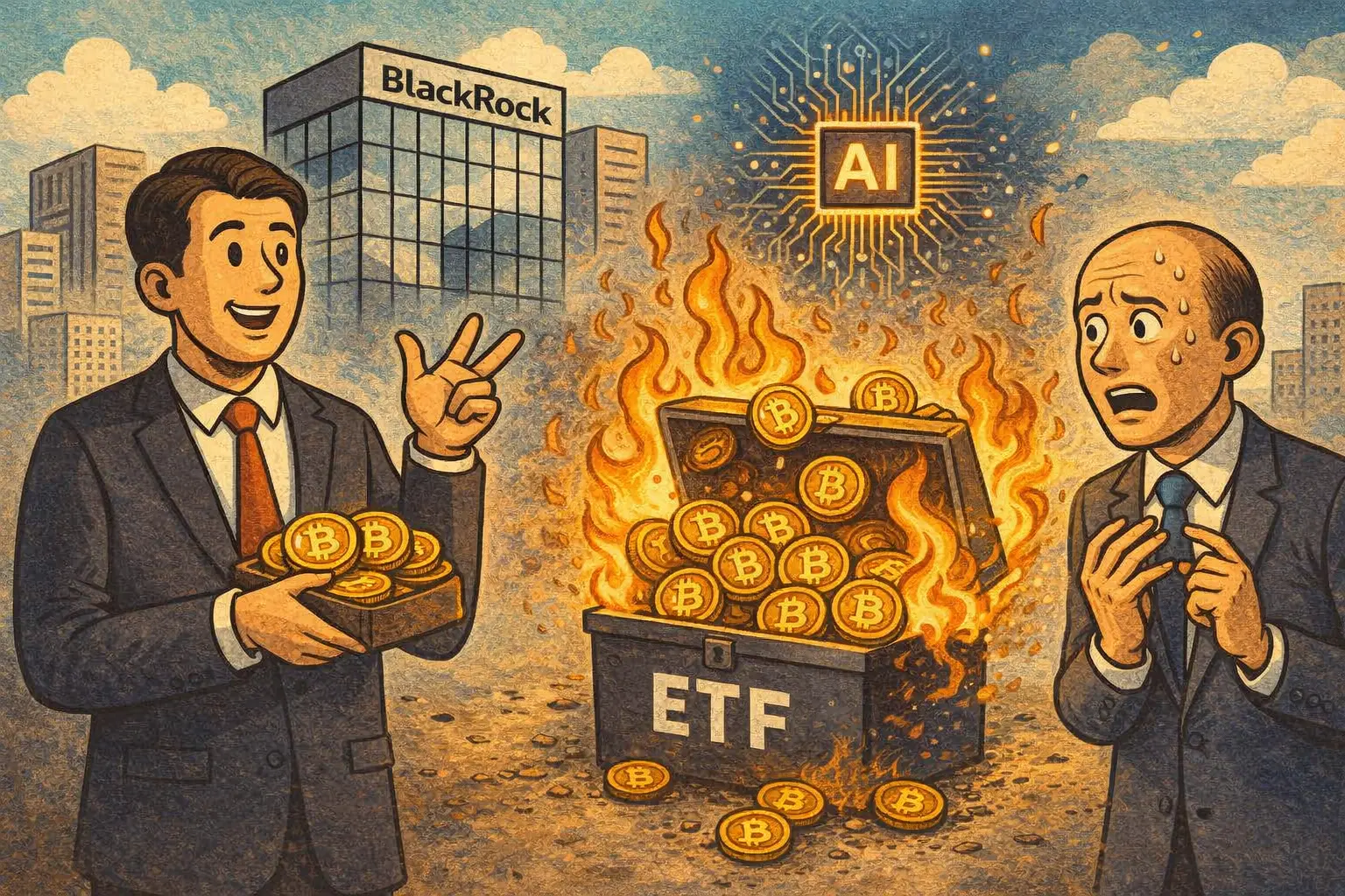 贝莱德建议 1-2% 比特币配置，但 AI 热潮导致比特币 ETF 连续 45 天流出